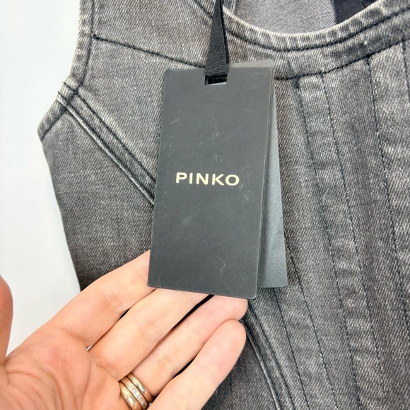 Pinko Denim Black Boned Corset Vest NWT Italian Designer - Picture 9 of 15